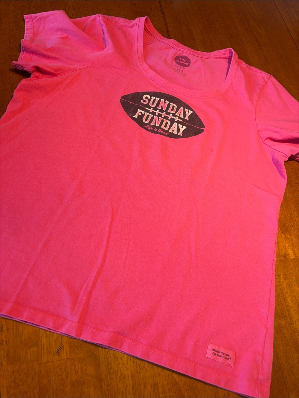 Life Is Good Sunday Funday Pink Tee L